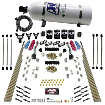 Nitrous Express 8 Cyl Dry Direct Port Dual Stage 4 Solenoids Nitrous Kit (200-600HP) w/15lb Bottle 93106-15 93106-15 Photo - Primary
