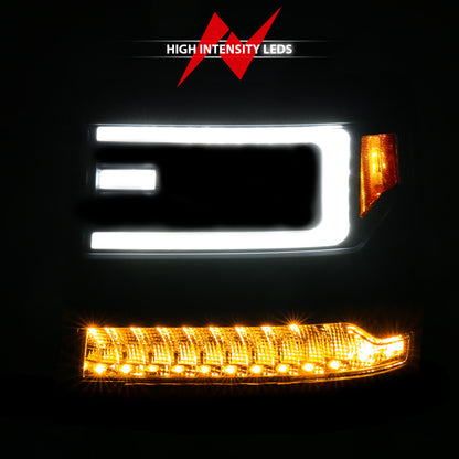 ANZO 16-18 Chevy Silverado1500 (Factory HID Models) LED Proj Light Bar Style Headlights Black - Pair 111624A 111624A User 1