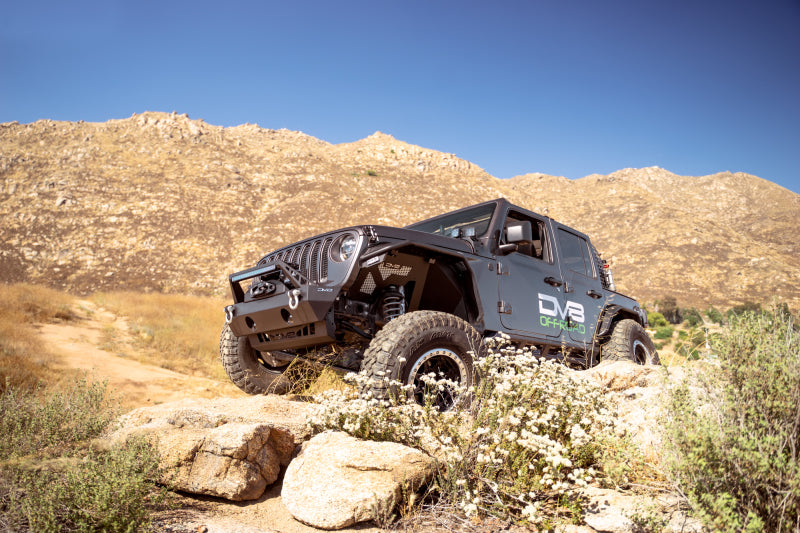 DV8 Offroad 07-23 Jeep Wrangler/Gladiator JT/JK/JL FS-25 Stubby Front Bumper w/Plated Bull Bar FBJL-06 FBJL-06 Photo - Unmounted