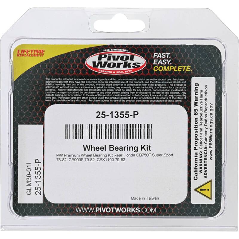 Pivot Works Honda Wheel Bearing Kit Premium Bearings 25-1355-P 25-1355-P Photo - Primary