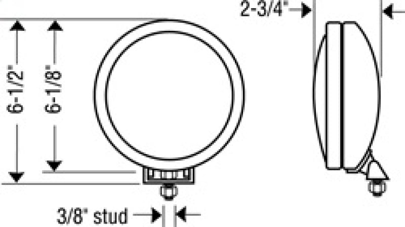 KC HiLiTES SlimLite 6in. LED Light 50w Spot Beam (Pair Pack System) - Black 100 100 Technical Drawing