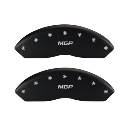 MGP 4 Caliper Covers Engraved Front & Rear MGP Matte Black finish silver ch 22110SMGPMB 22110SMGPMB Photo - Primary