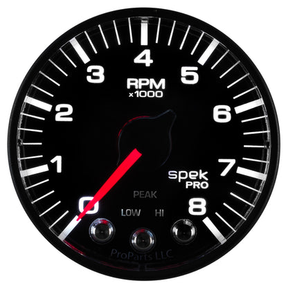 Autometer Tach 2" 8k RPM w Shift Light & Pk Mem Blk/Blk Spek P334328 User 5