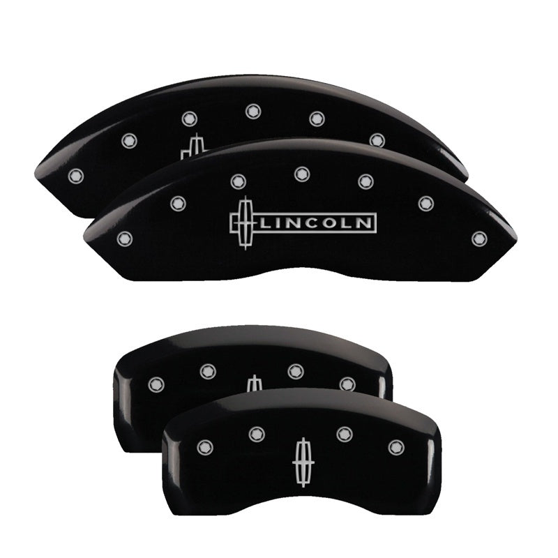 MGP 4 Caliper Covers Engraved Front Lincoln Engraved Rear Star logo Black finish silver ch 36018SLC1BK 36018SLC1BK Photo - Primary