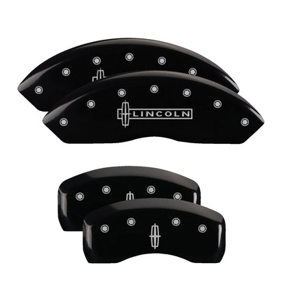 MGP 4 Caliper Covers Engraved Front Lincoln Engraved Rear Star logo Black finish silver ch 36018SLC1BK 36018SLC1BK Photo - Primary