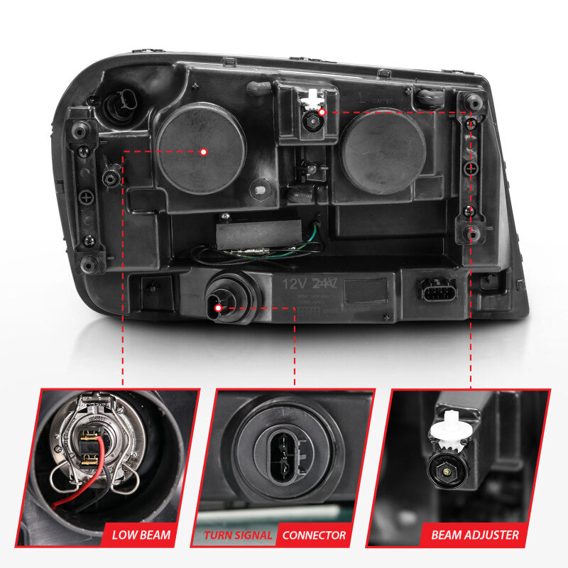 ANZO 2006-2009 Chevrolet Trailblazer Projector Headlights w/ Plank Style Design Black w/ Amber 111390 111390 Photo - Unmounted