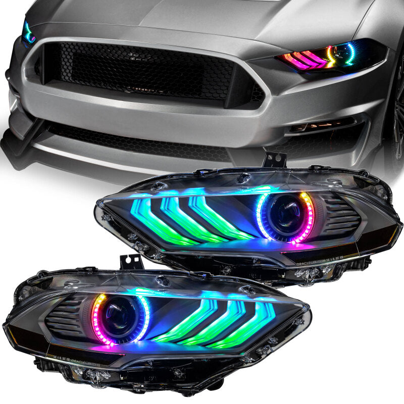 ORACLE Lighting 18-23 Ford Mustang Dynamic ColorSHIFT LED Headlights - Black Series 8204-332 8204-332 Photo - Primary