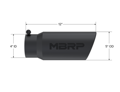 MBRP Tip 5in O.D. Angled Roll ed End  4in inlet MBRT5051BLK T5051BLK Photo - Close Up