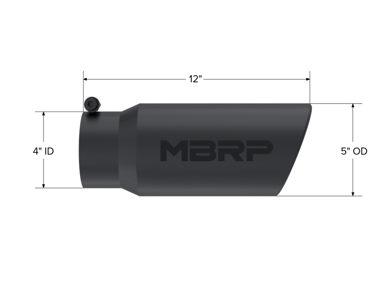 MBRP Tip 5in O.D. Angled Roll ed End  4in inlet MBRT5051BLK T5051BLK Photo - Close Up