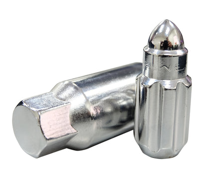 NRG M12 x 1.5 Steel Lug Nut Set  Bullet Shape 21 pc Silver W/ Lock Key 10T6B LN-LS500SL-21 Photo - Primary