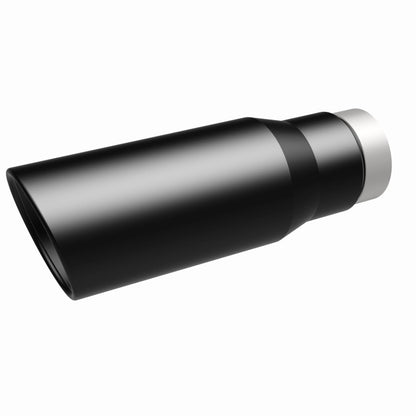 Magnaflow Tip Stainless Black Coated Single Wall Round Single Outlet 5in Dia 3.5in Inlet 14.5in L 35237 35237 360 Degree Image Set