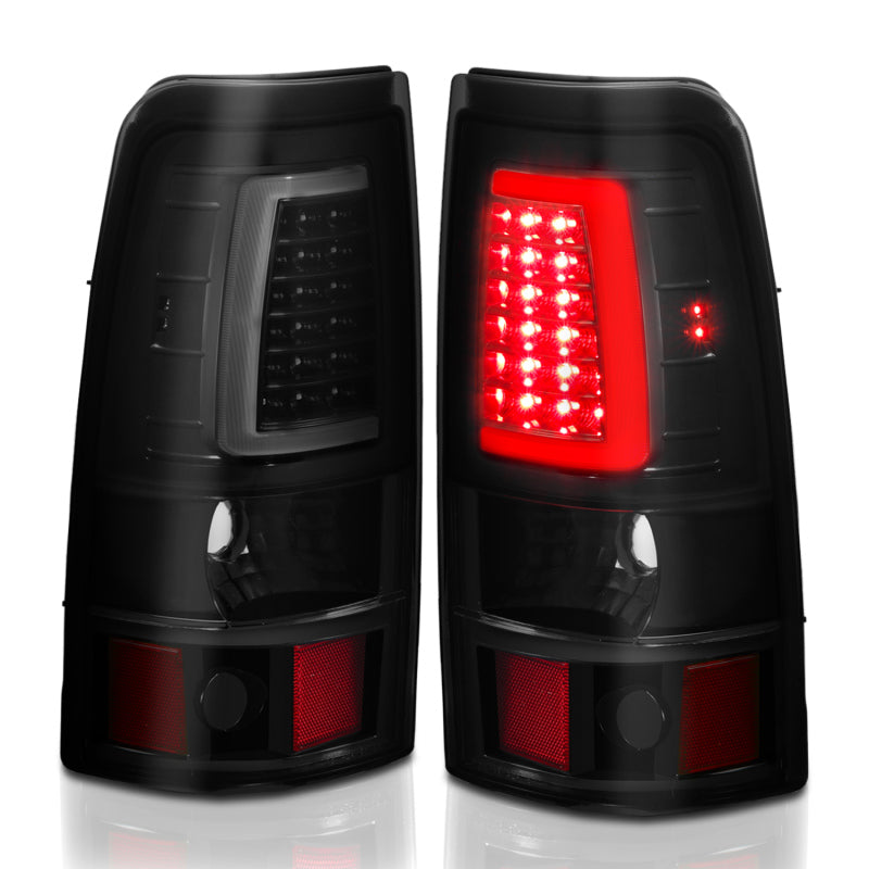 ANZO 1999-2002 Chevy Silverado 1500 LED Taillights Plank Style Black w/Smoke Lens 311331 311331 Photo - Unmounted