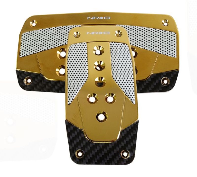 NRG Brushed Aluminum Sport Pedal Chrome Gold w/ Black Carbon PDL-450CG User 1