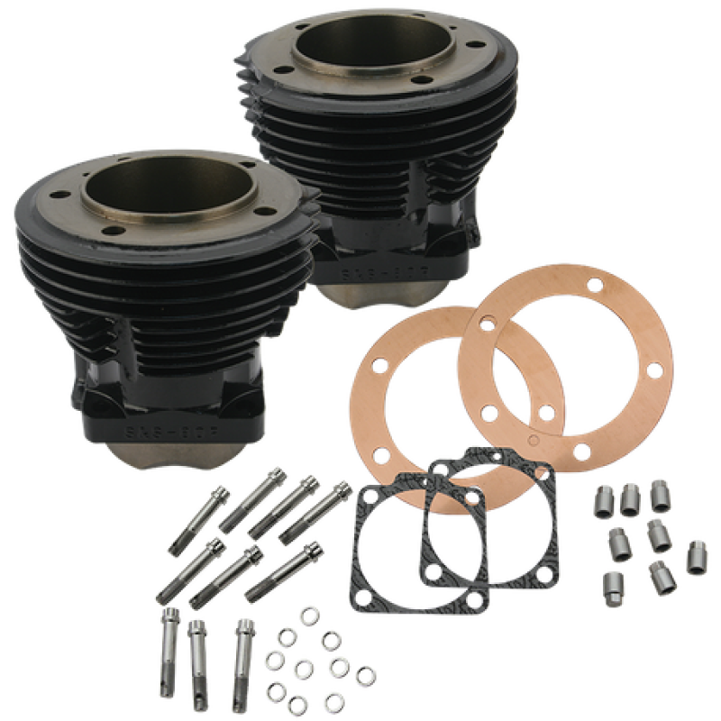 S&S Cycle 66-84 BT 3-5/8in Bore 5.330in Cylinder Set - Gloss Black 91-9000