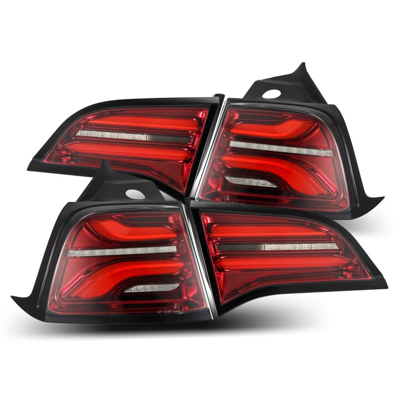 AlphaRex 20-22 Tesla Model Y PRO-Series LED Tail Lights Red Smoke w/Seq Sig 601040