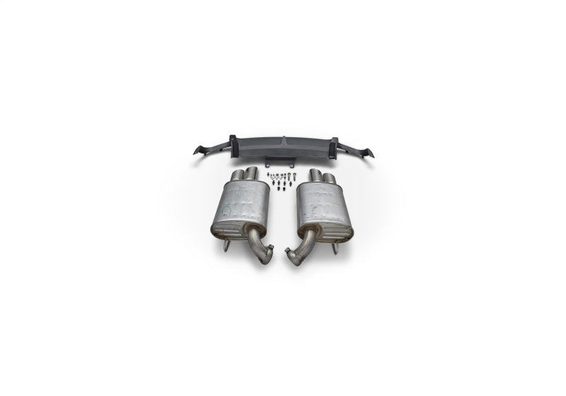 Ford Racing 2013-2014 Mustang GT Axle Back QUAD TIP Mufflers with Rear Lower VALENCE M-5230-MSVTCD M-5230-MSVTCD Photo - Unmounted