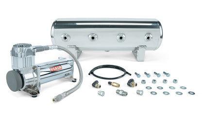 Air Lift 2.5 Gal. Polished Tank w/ Viair 444c Chrome Compressor (Incl. Fittings & Mounting Hardware) 27801 27801 Photo - Primary