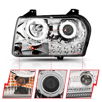 Anzo 2005-2010 Chrysler 300 Projector Headlights w/ Halo Chrome 121136 Photo - Unmounted