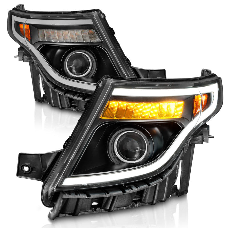 ANZO 11-15 Ford Explorer (w/Factory Halogen HL Only) Projector Headlights w/Light Bar Black Housing 111575 111575 Photo - Unmounted