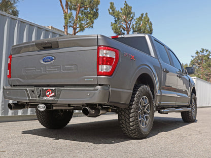 aFe Vulcan 3in 304 SS Cat-Back Exhaust 2021 Ford F-150 V6 2.7L/3.5L (tt)/V8 5.0L w/ Black Tips 49-33127-B 49-33127-B Photo - Mounted