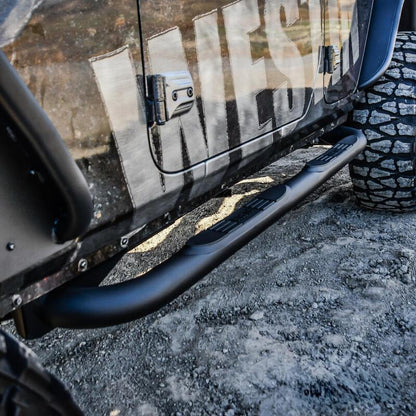 Westin 18-22 Jeep Wrangler JLU 4dr. E-Series 3 Nerf Step Bars - Tex. Blk 23-4065 23-4065 Photo - Mounted