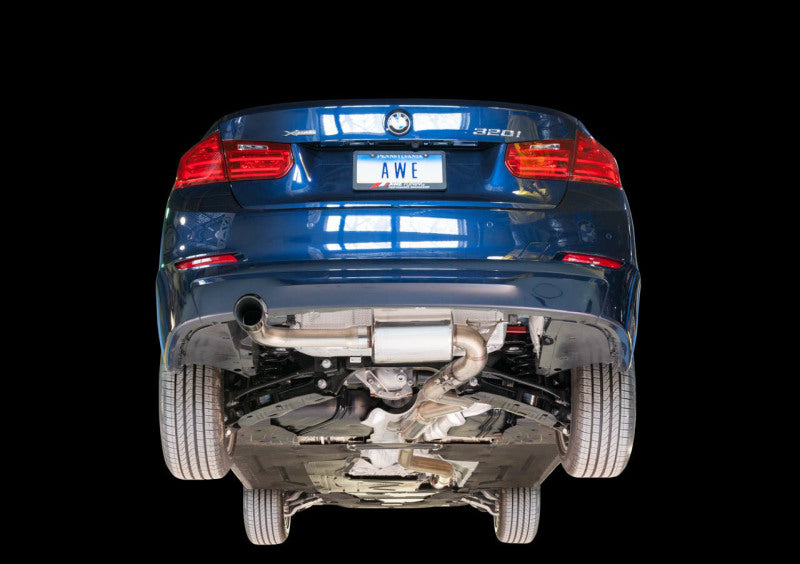 AWE Tuning BMW F30 320i Touring Exhaust &amp; Performance Mid Pipe - Chrome Silver Tip (102mm) 3015-22044 3015-22044 Photo - Mounted