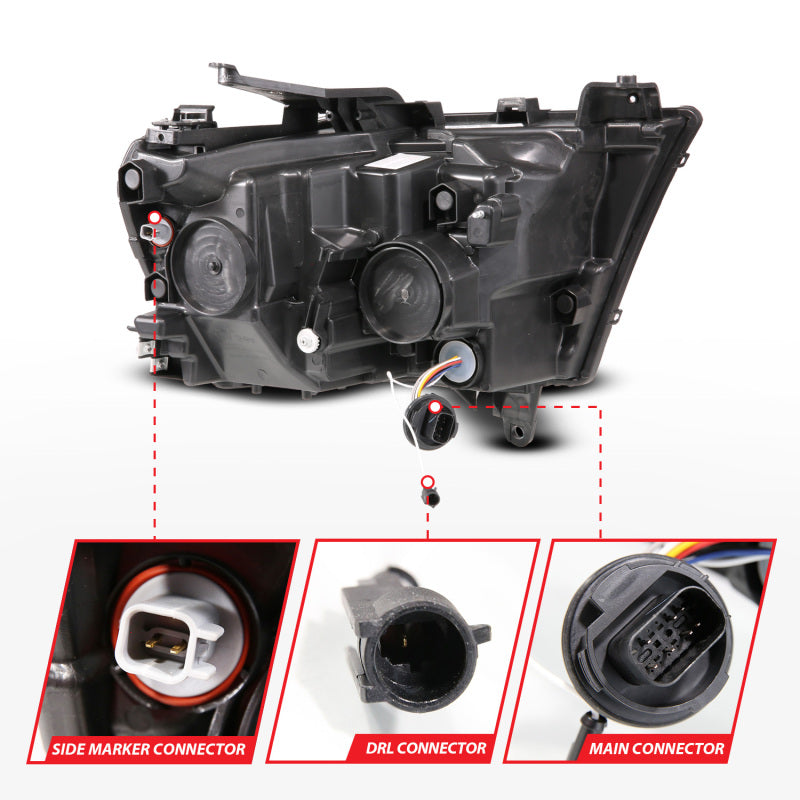 ANZO 19-24 RAM 1500 (New Body/OE Halogen) Full LED Proj Headlights DRL/SeqSig Black - Driver Side 111628A-L 111628A-L User 1