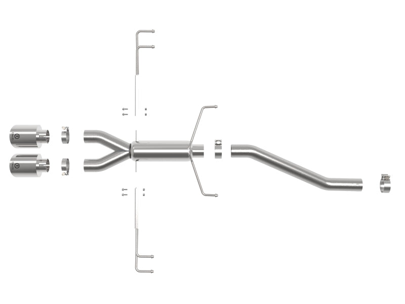 aFe Takeda 2.5in 304SS Axle-Back Exhaust System 17-19 Honda Civic Type R L4-2.0L (t) - Polished Tip 49-36626-P 49-36626-P Photo - Unmounted