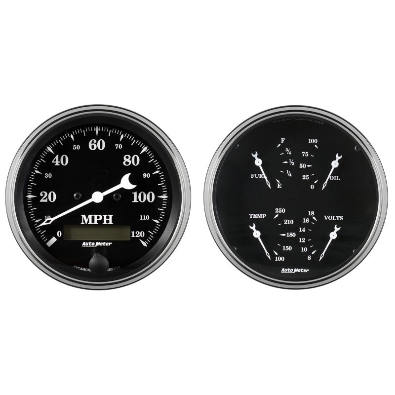 Autometer Old Tyme Black Series; 2 Piece Gauge Kit; Electric 1703 Photo - Primary