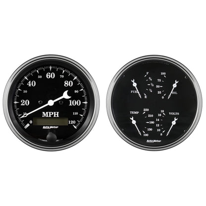 Autometer Old Tyme Black Series; 2 Piece Gauge Kit; Electric 1703 Photo - Primary