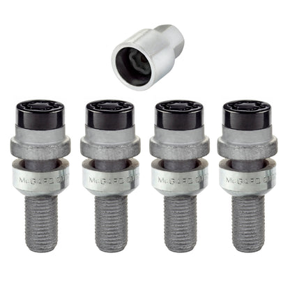 McGard Wheel Lock Bolt Set - 4pk. (Radius Seat) M14X1.5 / 17mm Hex / 28.2mm Shank Length - Black 28320 28320 Photo - Primary