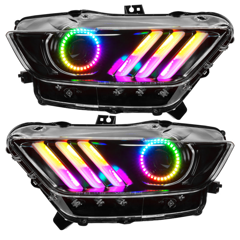 ORACLE Lighting Oracle 15-17 Ford Mustang Dynamic RGB+A Pre-Assembled Headlights - Black Edition - ColorSHIFT 8199-332 8199-332 Photo - Mounted