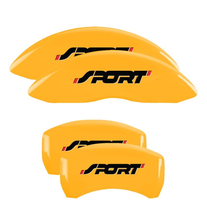 MGP 4 Caliper Covers Engraved Front & Rear No bolts/Sport Yellow finish black ch 10229SSP1YL 10229SSP1YL Photo - Primary