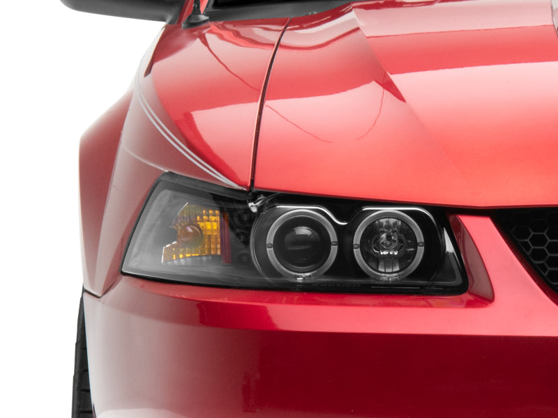 Raxiom 99-04 Ford Mustang Dual LED Halo Projector Headlights- Black Housing (Clear Lens) 101684 101684 Photo - Close Up