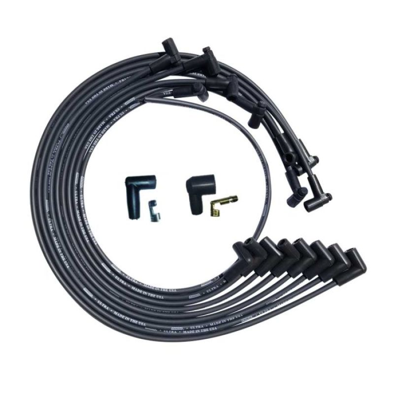 Moroso SBC Under Header 90 Deg Plug HEI Dist Unsleeved Ultra Spark Plug Wire Set - Black 51028 51028 User 1