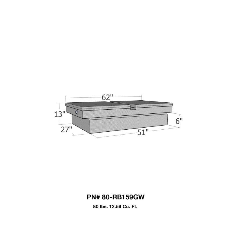 Westin/Brute Gull Wing Lid Mid Size / Down Size LB & SB wide & shallow - Aluminum 80-RB159GW 80-RB159GW Photo - Primary