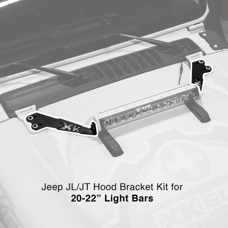 XKGLOW XK Glow Jeep JK Hood 20In Light Bar Bracket Kit XK-BRC-JK-H