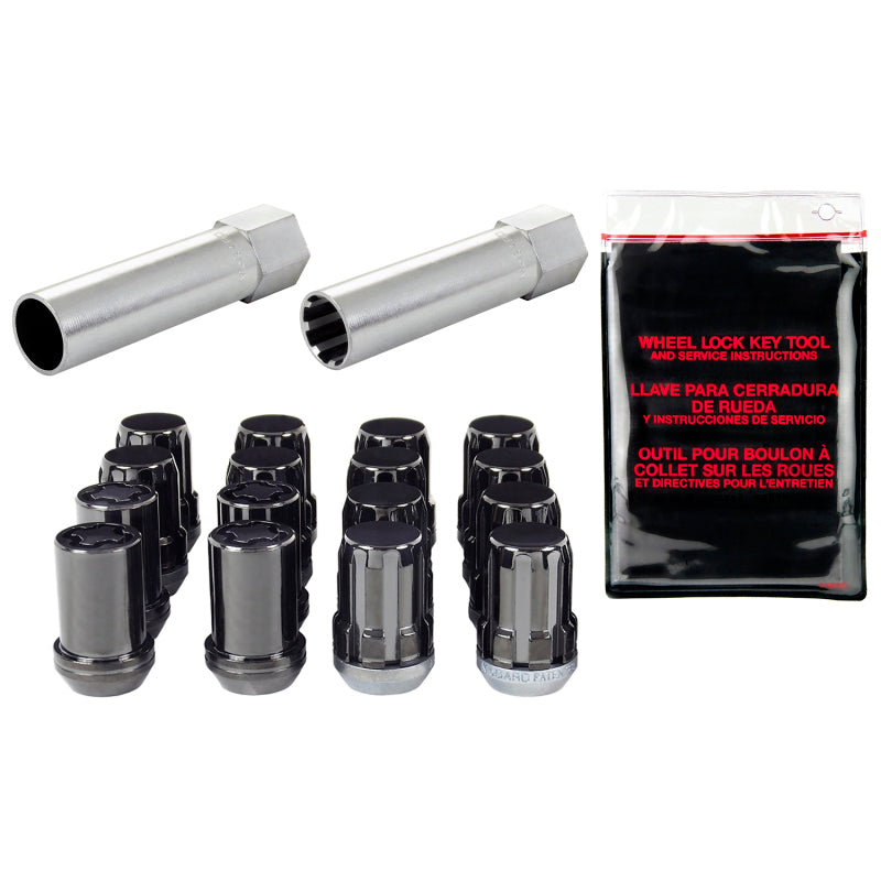 McGard SplineDrive Tuner 4 Lug Install Kit w/Locks & Tool (Cone) M12X1.5 / 13/16 Hex - Black 65457BK 65457BK Photo - Primary