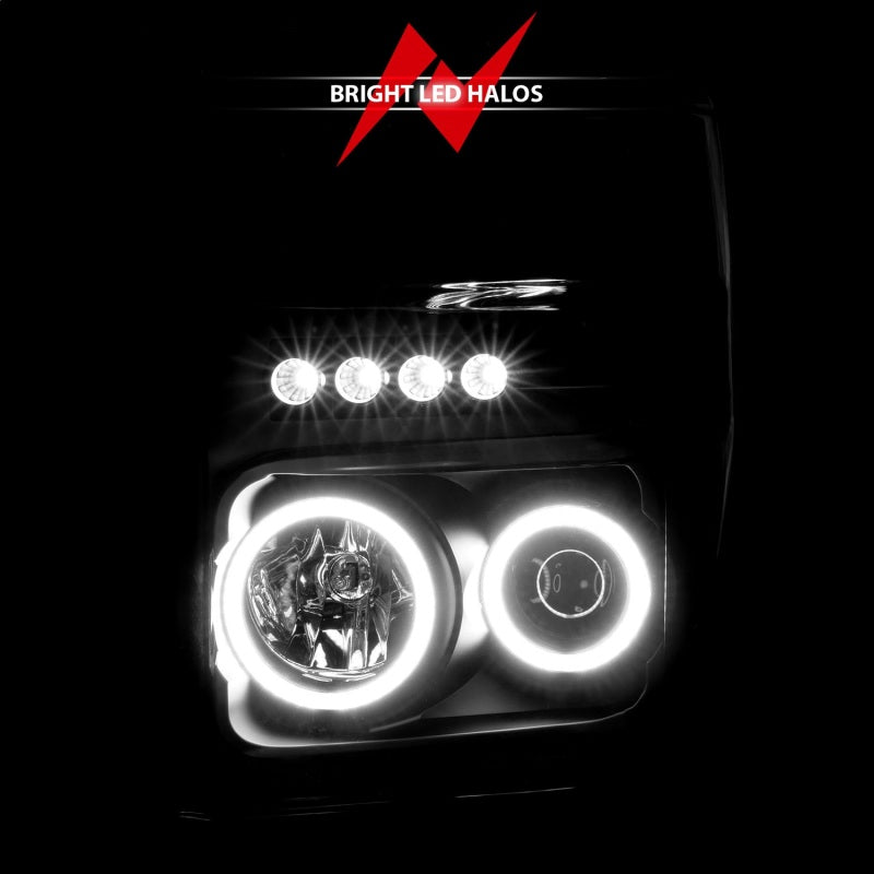 Anzo 2008-2010 Ford F-250 Projector Headlights w/ Halo Black (CCFL) 111168 Photo - Unmounted
