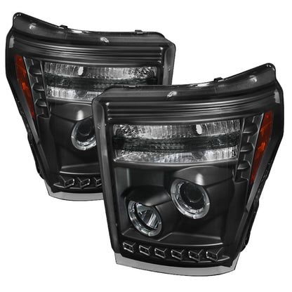 Spyder Ford Super Duty 11-15 Projector Headlights LEDHalo DRL Blk High H1 Low 9006 PRO-YD-FS11-HL-BK 5070272 5070272 Photo - Primary