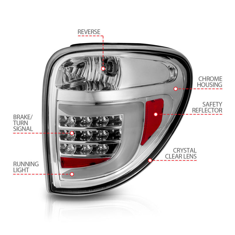 ANZO 2004-2007 Dodge Grand Caravan LED Tail Lights w/ Light Bar Chrome Housing Clear Lens 311367 311367 User 3