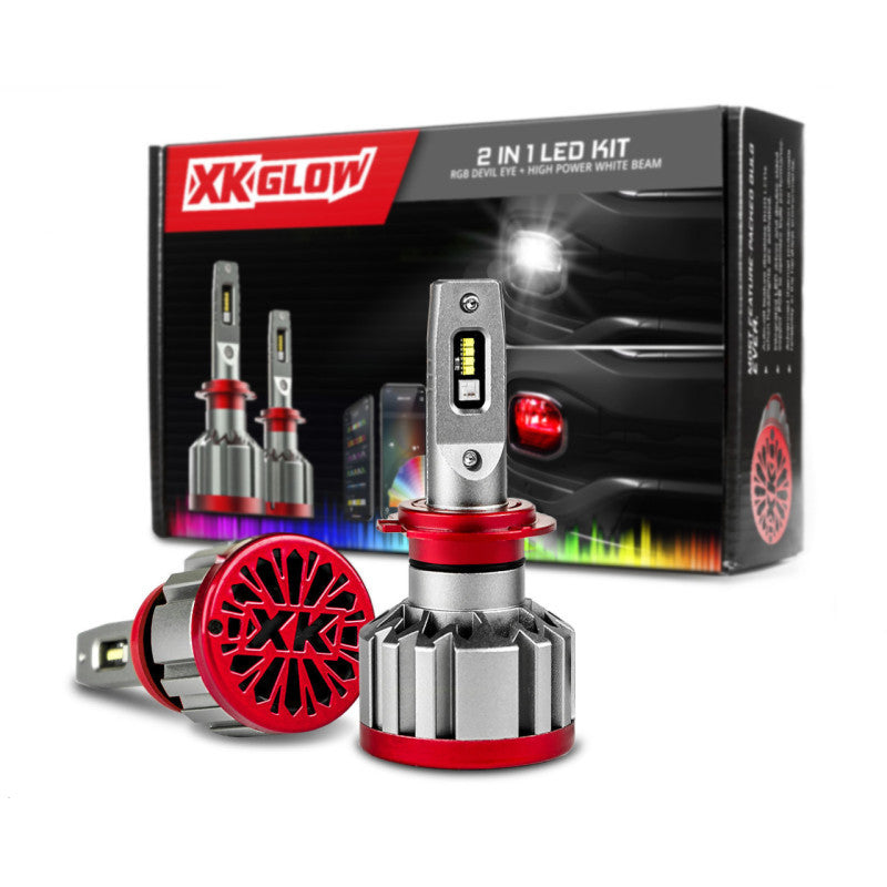 XKGLOW XK Glow RGB 2In1 LED Headlight Bulb Million Color XKCHROME App RGB/LED Headlight Kit - 2x H16 XK045004-H16