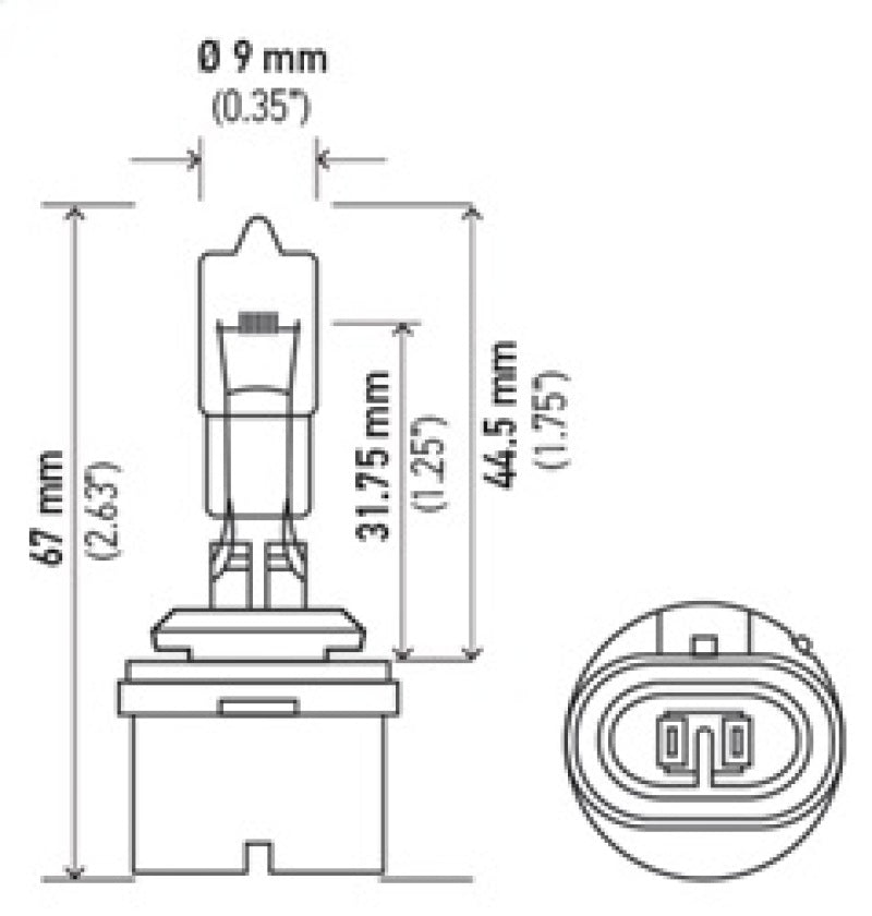 Hella Bulb 890 12V 27W Pg13 T325 890 890 Technical Drawing