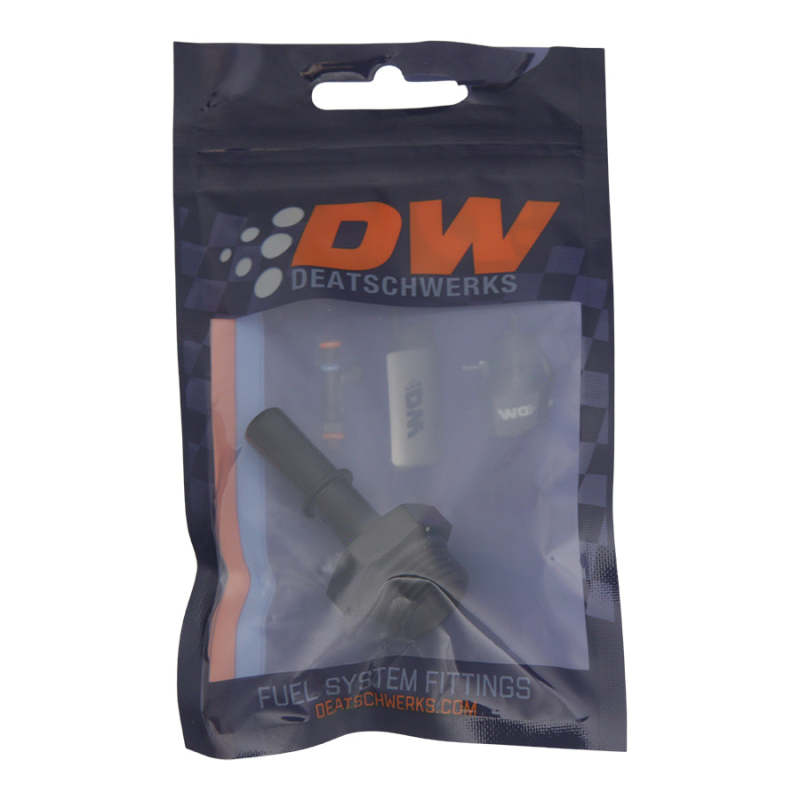DeatschWerks 8AN ORB Male to 3/8in Male EFI Quick Connect Adapter - Anodized Matte Black 6-02-0115-B 6-02-0115-B Photo - lifestyle view