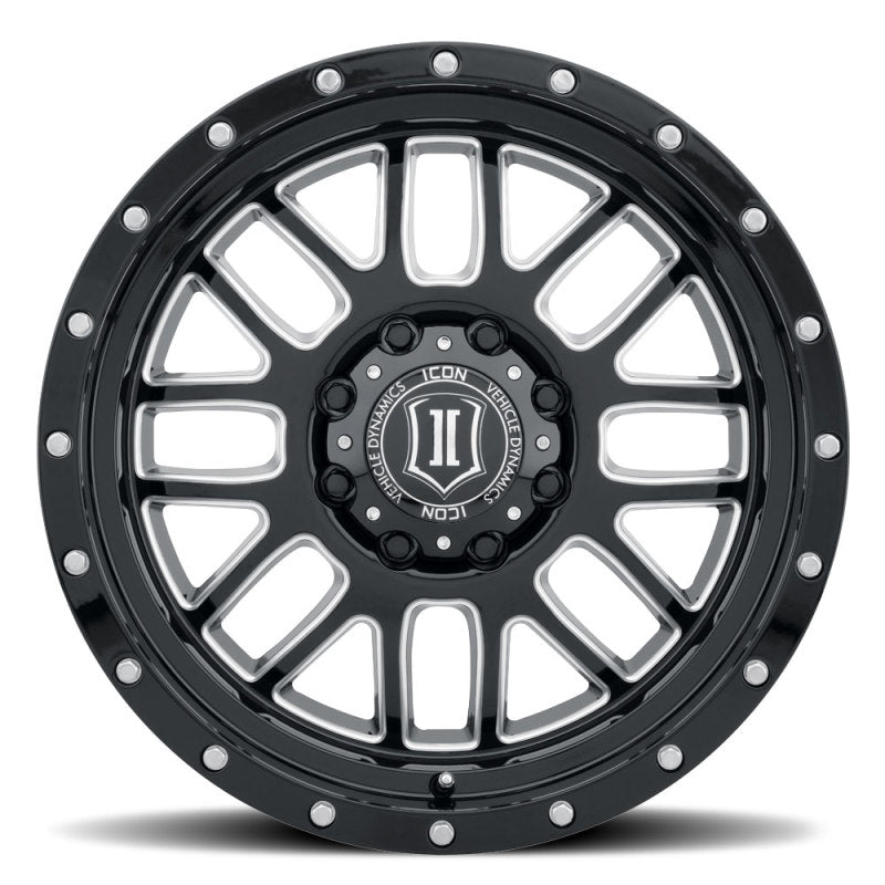 ICON Alpha 20x9 8x6.5in 19mm Offset 5.75in BS Gloss Black Milled Spokes Wheel 1220908057GBMW 1220908057GBMW Photo - Close Up