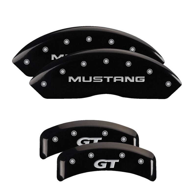 MGP Caliper Covers (set of 4), Engraved Front Mustang Engraved Rear Black 10095SMG1BK Photo - Primary