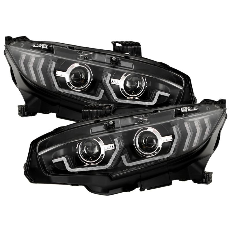 SPYDER Honda Civic 16-20 LED Model High-Power LED Module Headlights - Black (PRO-YD-HC16LEDAP-SEQGR-BK) 5088932 5088932 Photo - Primary