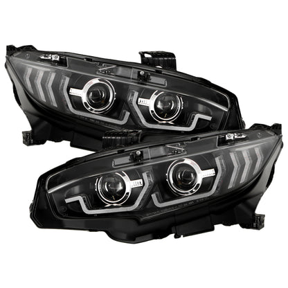 SPYDER Honda Civic 16-20 LED Model High-Power LED Module Headlights - Black (PRO-YD-HC16LEDAP-SEQGR-BK) 5088932 5088932 Photo - Primary