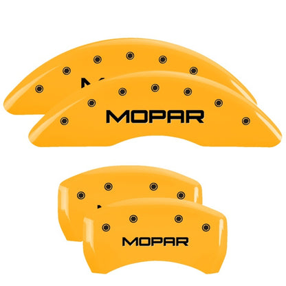 MGP 4 Caliper Covers Engraved Front & Rear MOPAR Yellow finish black ch 42012SMOPYL 42012SMOPYL Photo - Primary