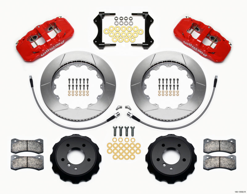 Wilwood AERO6 Front Hat Kit 14.00 Red 2007-2011 BMW E90 Series w/Lines 140-13582-R 140-13582-R Photo - Primary